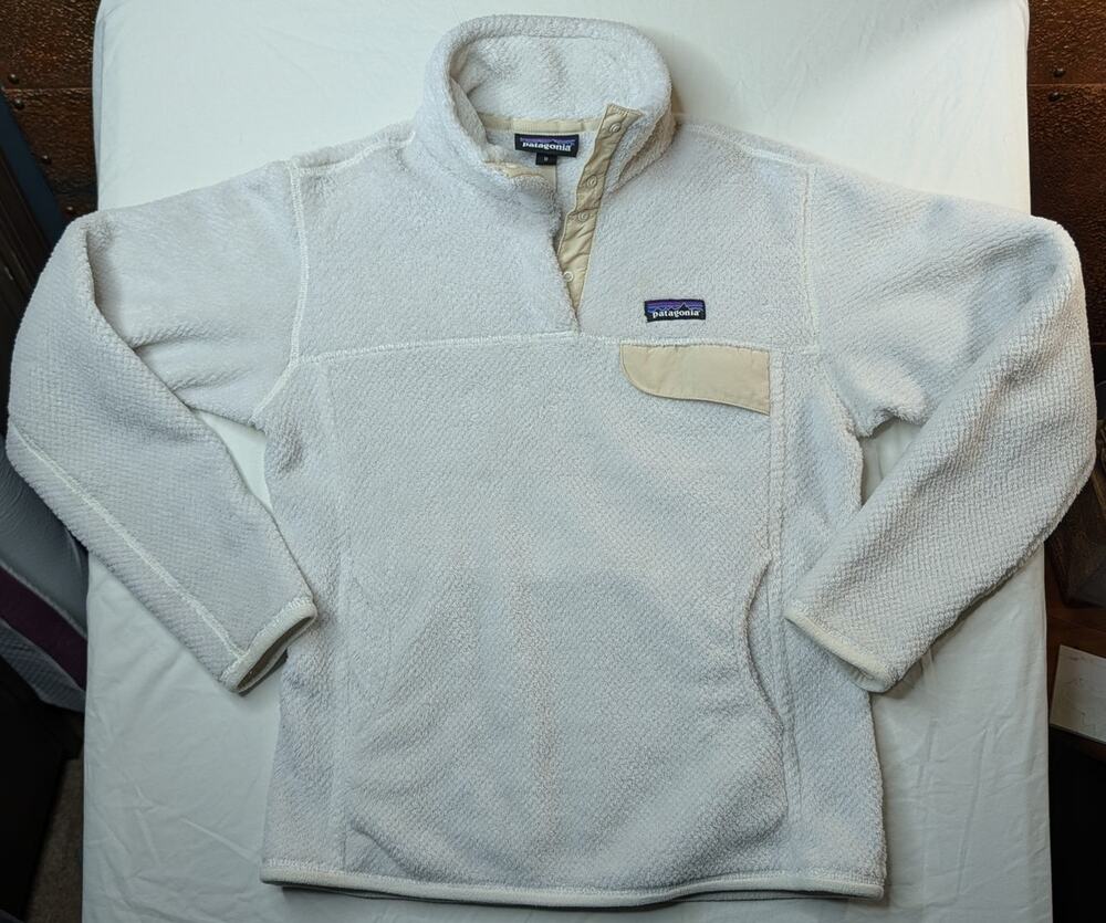 Patagonia Re-Tool Snap-T Pullover Polartec Sz M White Tan Gorpcore Layering Fall
